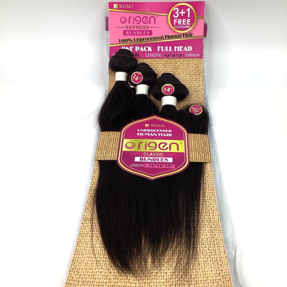 Origen 100% Unprocessed Human Hair Extensions 14"/16"/18" Lengths Full Head Pack